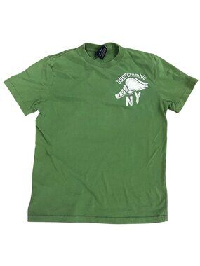 Abercrombie Boys Green Tee With "Too Good" & Winged Logo Design Size M 100% GUC